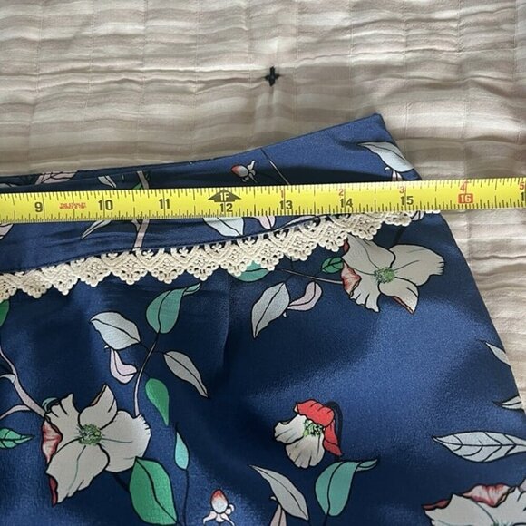 Paloma Blue Women's Wide Leg Floral Pants sz M Silk Designer Boho Chic Cottage - Picture 8 of 11